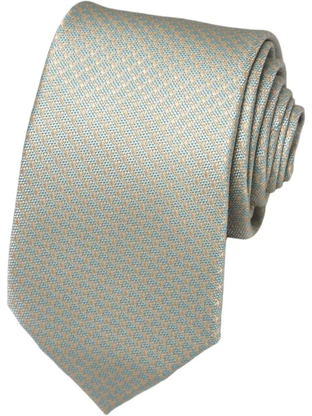 Men's Celeste Silver 100% Microfiber Houndstooth Formal Necktie For Business